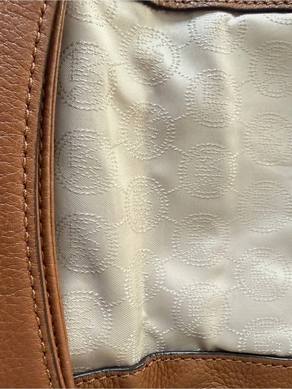 Michael Kors Cognac Leather Crossbody with Gold Chain Detail